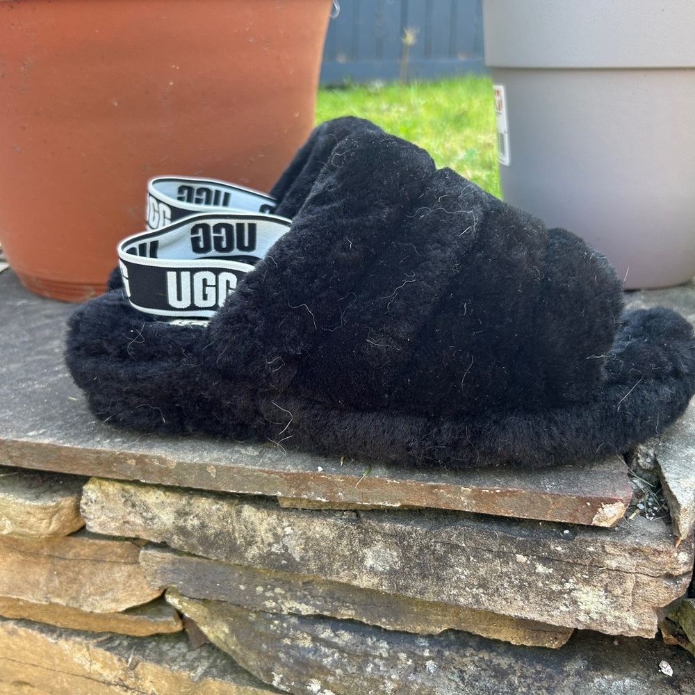 Black UGG Fur Slippers/Sandals